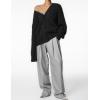 imageFlygo Womens Fuzzy Mohair Cardigan Sweaters V Neck Button Down Long Sleeve Fluffy Knit Open Front Slouchy Furry SweaterBlack