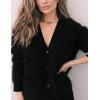 imageFlygo Womens Fuzzy Mohair Cardigan Sweaters V Neck Button Down Long Sleeve Fluffy Knit Open Front Slouchy Furry SweaterBlack