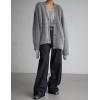 imageFlygo Womens Fuzzy Mohair Cardigan Sweaters V Neck Button Down Long Sleeve Fluffy Knit Open Front Slouchy Furry SweaterGrey
