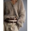 imageFlygo Womens Fuzzy Mohair Cardigan Sweaters V Neck Button Down Long Sleeve Fluffy Knit Open Front Slouchy Furry SweaterKhaki