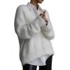 imageFlygo Womens Fuzzy Mohair Cardigan Sweaters V Neck Button Down Long Sleeve Fluffy Knit Open Front Slouchy Furry SweaterWhite