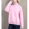 imageFlygo Womens Girls Warm Fleece Sherpa Lined High Neck Pullover SweatshirtPink