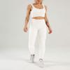 imageFlygo Womens Gym Yoga Outfits 2 Piece Ribbed Sports Bra High Waist Leggings Set Workout TracksuitsBeige