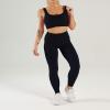 imageFlygo Womens Gym Yoga Outfits 2 Piece Ribbed Sports Bra High Waist Leggings Set Workout TracksuitsBlack