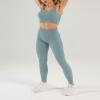 imageFlygo Womens Gym Yoga Outfits 2 Piece Ribbed Sports Bra High Waist Leggings Set Workout TracksuitsBlue