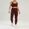imageFlygo Womens Gym Yoga Outfits 2 Piece Ribbed Sports Bra High Waist Leggings Set Workout TracksuitsCoffee