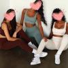 imageFlygo Womens Gym Yoga Outfits 2 Piece Ribbed Sports Bra High Waist Leggings Set Workout TracksuitsCoffee