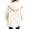 imageFlygo Womens Hooded Oversized Puffer Jacket Zip up Quilted Down Long Sleeve Winter Warm Hoodies Coat1beige