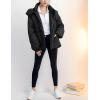 imageFlygo Womens Hooded Oversized Puffer Jacket Zip up Quilted Down Long Sleeve Winter Warm Hoodies Coat1black