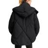 imageFlygo Womens Hooded Oversized Puffer Jacket Zip up Quilted Down Long Sleeve Winter Warm Hoodies Coat1black