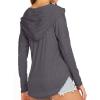 imageFlygo Womens Hoodies Tops Solid V Neck Long Sleeve TShirts Blouse Tunics Drawstring Pullover SweatshirtsBlue