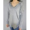 imageFlygo Womens Hoodies Tops Solid V Neck Long Sleeve TShirts Blouse Tunics Drawstring Pullover SweatshirtsGrey