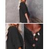 imageFlygo Womens Knit Two Piece Outfits Waffle Sweatsuit Short Sleeve Sweater Wide Leg Pants Loungewear Set BlackXXL