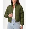 imageFlygo Womens Lightweight Quilted Jacket Long Sleeve Stand Collar Zipper Cropped Puffer Jacket Warm Winter CoatArmy Green