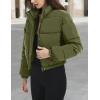 imageFlygo Womens Lightweight Quilted Jacket Long Sleeve Stand Collar Zipper Cropped Puffer Jacket Warm Winter CoatArmy Green