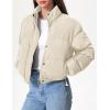 imageFlygo Womens Lightweight Quilted Jacket Long Sleeve Stand Collar Zipper Cropped Puffer Jacket Warm Winter CoatBeige
