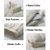 imageFlygo Womens Lightweight Quilted Jacket Long Sleeve Stand Collar Zipper Cropped Puffer Jacket Warm Winter CoatBeige
