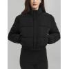 imageFlygo Womens Lightweight Quilted Jacket Long Sleeve Stand Collar Zipper Cropped Puffer Jacket Warm Winter CoatBlack