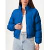 imageFlygo Womens Lightweight Quilted Jacket Long Sleeve Stand Collar Zipper Cropped Puffer Jacket Warm Winter CoatBlue