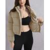 imageFlygo Womens Lightweight Quilted Jacket Long Sleeve Stand Collar Zipper Cropped Puffer Jacket Warm Winter CoatKhaki