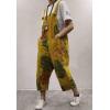 imageFlygo Womens Loose Baggy Wide Leg Floral Denim Overalls Jumpsuit Harem Pants One Size Style 09 Yellow