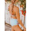 imageFlygo Womens Mesh High Waisted Bikini Set Tassel Trip Hater Neck Top SwimsuitBlue Stripe