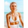 imageFlygo Womens Mesh High Waisted Bikini Set Tassel Trip Hater Neck Top SwimsuitWhite