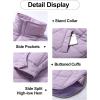 imageFlygo Womens Oversized Puffer Jacket Lightweight Quilted Jackets Zip Up Warm Padded CoatPurple