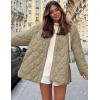 imageFlygo Womens Oversized Quilted Lightweight Jacket Button Down Puffer Padded Outerwear with PocketKhakiL