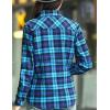 imageFlygo Womens Plaid Fleece Shirt Long Sleeve Button Down Flannel Shacket JacketBlue