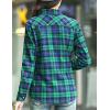 imageFlygo Womens Plaid Fleece Shirt Long Sleeve Button Down Flannel Shacket JacketBlue Green