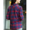 imageFlygo Womens Plaid Fleece Shirt Long Sleeve Button Down Flannel Shacket JacketDark Blue Red