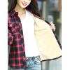 imageFlygo Womens Plaid Fleece Shirt Long Sleeve Button Down Flannel Shacket JacketRed Blue