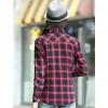 imageFlygo Womens Plaid Fleece Shirt Long Sleeve Button Down Flannel Shacket JacketRed Blue