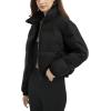 imageFlygo Womens Puffer Jacket Winter Coats Long Sleeve Zip up Lightweight Quilted JacketsBlack