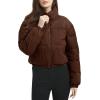 imageFlygo Womens Puffer Jacket Winter Coats Long Sleeve Zip up Lightweight Quilted JacketsBrown