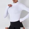 imageFlygo Womens Seamless Slim Athletic Full Zip Lightweight Workout Jacket with Thumb Holes02 WhiteS