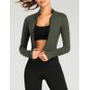 imageFlygo Womens Seamless Slim Full Zip Workout Track Yoga Jacket with Thumb HoleArmygreen