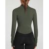 imageFlygo Womens Seamless Slim Full Zip Workout Track Yoga Jacket with Thumb HoleArmygreen