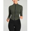 imageFlygo Womens Seamless Slim Full Zip Workout Track Yoga Jacket with Thumb HoleArmygreen