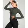 imageFlygo Womens Seamless Slim Full Zip Workout Track Yoga Jacket with Thumb HoleArmygreen