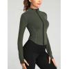 imageFlygo Womens Seamless Slim Full Zip Workout Track Yoga Jacket with Thumb HoleArmygreen
