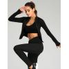 imageFlygo Womens Seamless Slim Full Zip Workout Track Yoga Jacket with Thumb HoleBlack