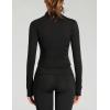 imageFlygo Womens Seamless Slim Full Zip Workout Track Yoga Jacket with Thumb HoleBlack