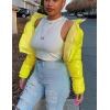 imageFlygo Womens Shiny Cropped Puffer Jacket Quilted Winter Zip Up Bubble Puffy CoatYellow