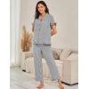 imageFlygo Womens Striped Pajama Sets Cotton Button Down Sleepwear Short Sleeve Top Long Ruffle Pants 2 Piece Pjs Loungewear SetsBlack