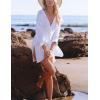 imageFlygo Womens Swimsuit Beach Cover Up Long Rollup Sleeve Chiffon Shirt Tunics Top