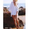 imageFlygo Womens Swimsuit Beach Cover Up Long Rollup Sleeve Chiffon Shirt Tunics Top