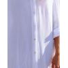 imageFlygo Womens Swimsuit Beach Cover Up Long Rollup Sleeve Chiffon Shirt Tunics Top