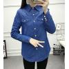 imageFlygo Womens Thermal Flannel Cotton Fleece Lined Long Sleeve Buttoned Denim Shirt JacketDark Blue